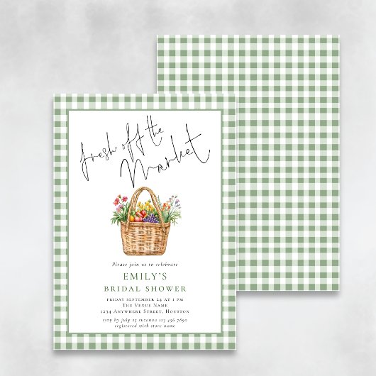 Gingham Fresh von Market Script Brautparty Einladung