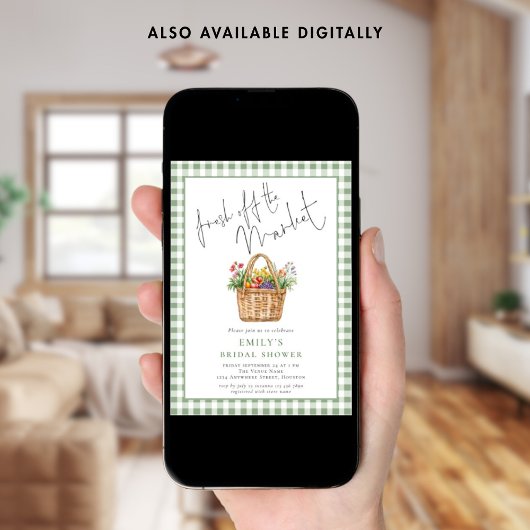 Gingham Fresh von Market Script Brautparty Einladung