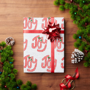 Gingham Freude auf weiß getünchtem Holz  Geschenkpapier