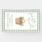 Gingham Frisch vom Markt Willkommens-Brautabschied Banner (Horizontal)