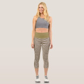 Gingham gedämpftes Braun Capri Leggings (Vorderseite)