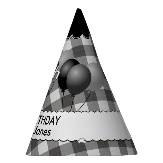 Gingham Gingham Karos Pattern Black/White Partyhütchen (Rechts)