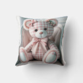 Gingham Girly Teddy Bear auf einem Stuhl Kissen (Rückseite)