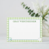 Gingham Golf Stationery Dankeskarte (Stehend Vorderseite)