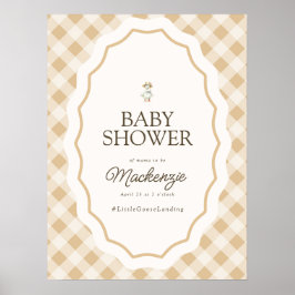 Gingham Goose Baby Dusche Begrüßungszeichen Poster