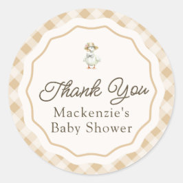 Gingham Goose Baby Dusche Danke Sticker