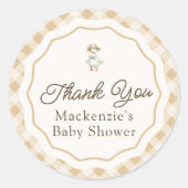 Gingham Goose Baby Dusche Danke Sticker (Vorderseite)