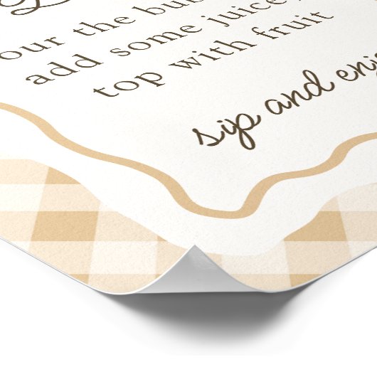 Gingham Goose Baby Dusche Mimosa Bar Sign Poster (Ecke)