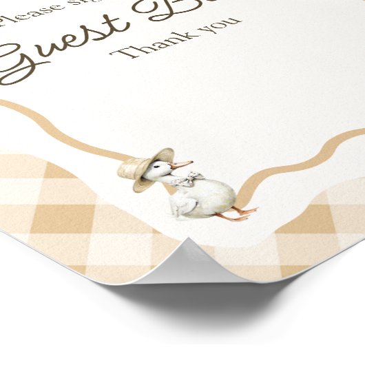 Gingham Goose Baby Shooting Guest Book Sign Poster (Ecke)