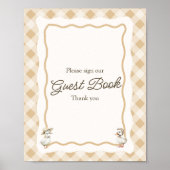 Gingham Goose Baby Shooting Guest Book Sign Poster (Vorne)
