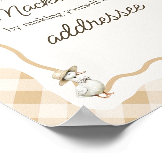 Gingham Goose Baby Shower Envelope Station Zeichen Poster (Ecke)