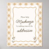 Gingham Goose Baby Shower Envelope Station Zeichen Poster (Vorne)