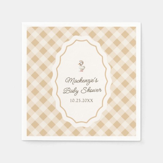 Gingham Goose Baby Shower Serviette (Vorderseite)