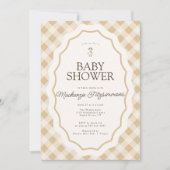 Gingham Goose Gender Neutral Baby Shower Einladung (Vorderseite)