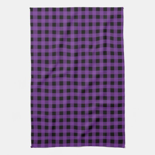 Gingham Grape und Black Geschirrtuch (Vertikal)