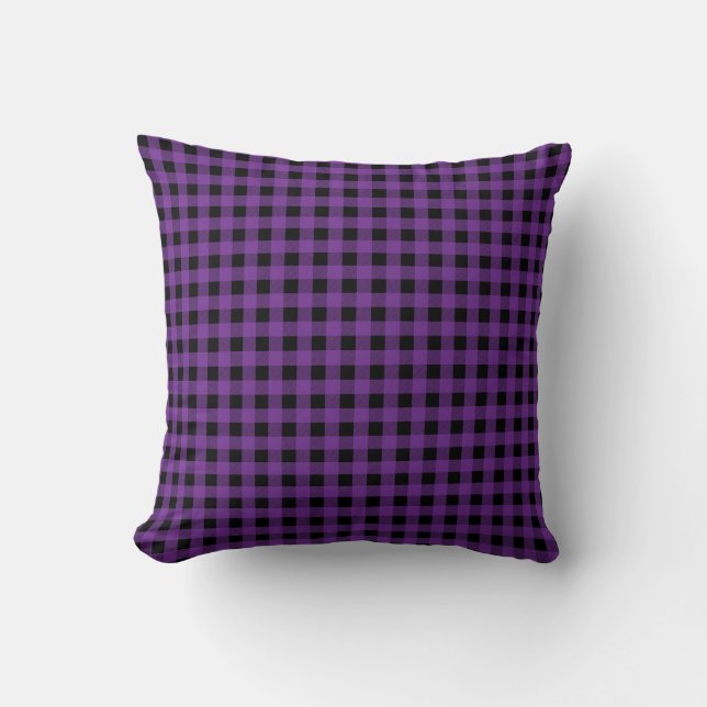Gingham Grape und Black Kissen (Vorderseite)