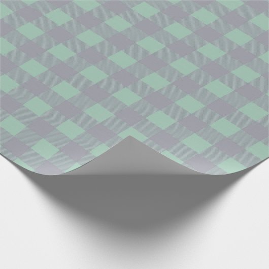 Gingham Gray Mint Green Pastel Grill Elegant Geschenkpapier (Ecke)