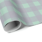 Gingham Gray Mint Green Pastel Grill Elegant Geschenkpapier (Rolleneckpunkt)
