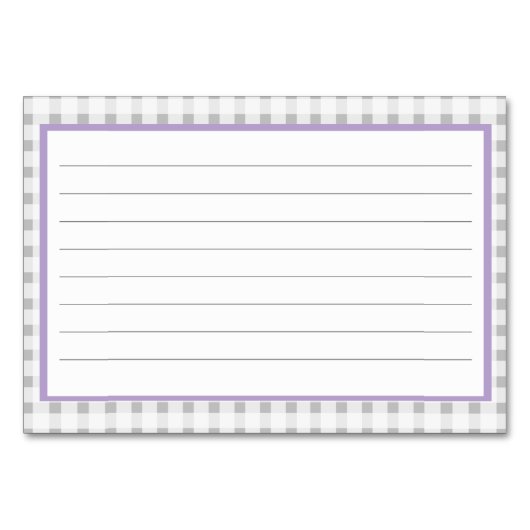 Gingham Gray Schachbrett Pattern Recipe Cards Tischnummer (Rückseite)