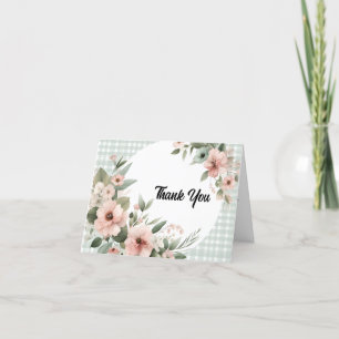 Gingham Green Boho Braut Hochzeit Brautparty Dankeskarte