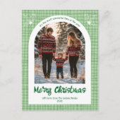 Gingham Green Christmas Custom Arch 3 Foto Feiertagspostkarte (Vorderseite)