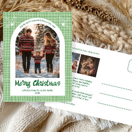 Gingham Green Christmas Custom Arch 3 Foto Feiertagspostkarte