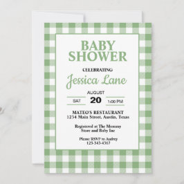 Gingham Green Kariert Baby Shower Einladung