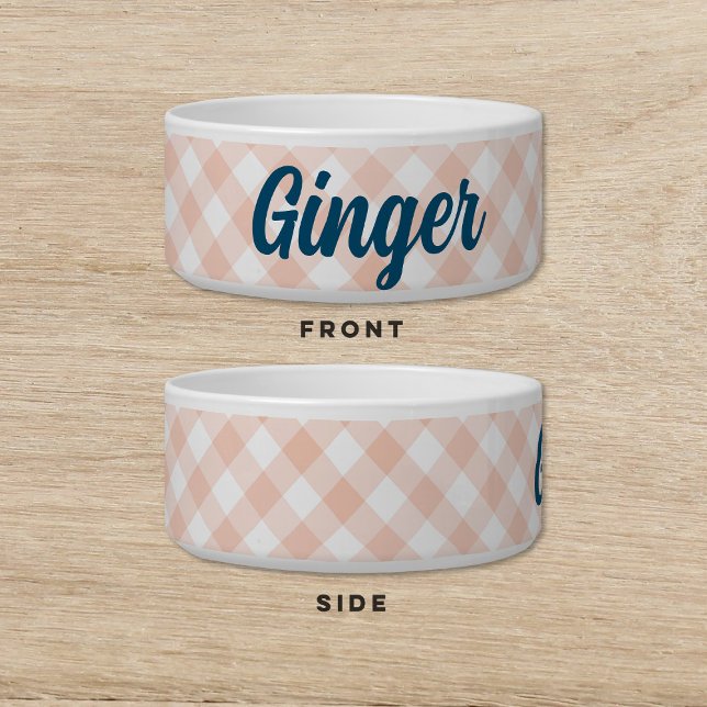 Gingham Green Pink Dog Katze Pet Bowl Napf (Von Creator hochgeladen)