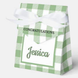Gingham Green Plaid Baby Shower 4"w x 2"l x 5"h Geschenkschachtel