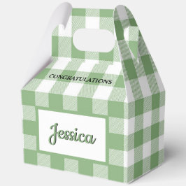 Gingham Green Plaid Baby Shower 5"w x 3"l x 6.5"h Geschenkschachtel