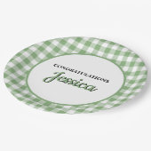 Gingham Green Plaid Baby Shower Pappteller (Schrägansicht)
