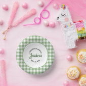 Gingham Green Plaid Baby Shower Pappteller (Party)