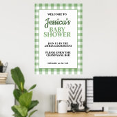 Gingham Green Plaid Baby Shower Welcome Sign Poster (Heimbüro)