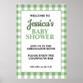 Gingham Green Plaid Baby Shower Welcome Sign Poster (Vorne)