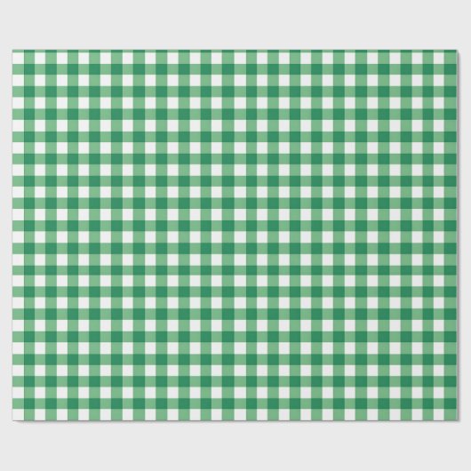 Gingham Green und White Kariert Geschenkpapier (Flach)