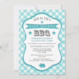 Gingham-Grill-Babyparty-Einladung/Aqua Einladung