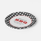Gingham GRILLEN Family Picnic Paper Plate Pappteller (Schrägansicht)