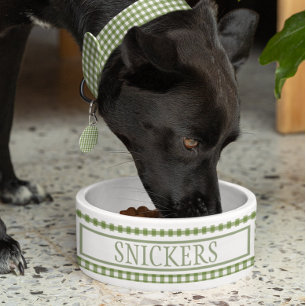 Gingham grün Kariert Personalisierter Name  Napf