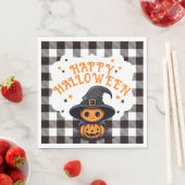 Gingham Halloween Napkin, Karo Schwarz und Weiß Serviette (Beispiel)