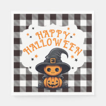 Gingham Halloween Napkin, Karo Schwarz und Weiß
