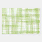 Gingham Hand-Drawn Modern Cute Green White Preppy Geschenkpapier Set (Vorderseite 3)
