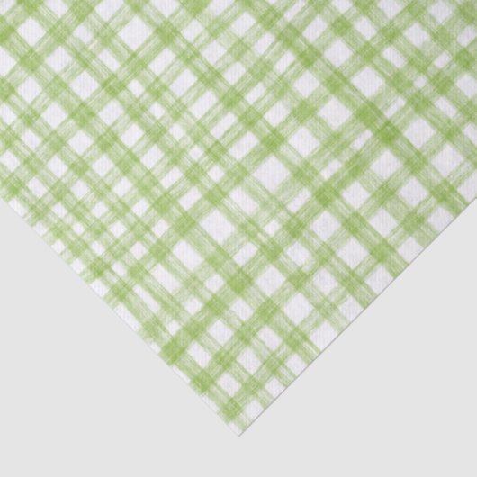 Gingham Hand-Drawn Modern Cute Green White Preppy Seidenpapier (Detail)