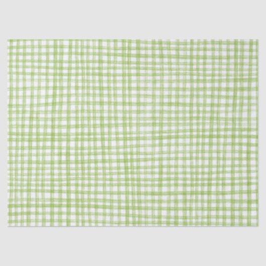 Gingham Hand-Drawn Modern Cute Green White Preppy Seidenpapier (Vorderseite)