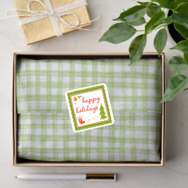 Gingham Hand-Drawn Modern Cute Green White Preppy Seidenpapier