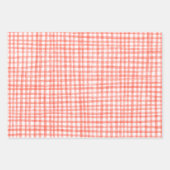 Gingham Hand-Drawn Modern Cute Red White Preppy Geschenkpapier Set (Vorderseite 2)