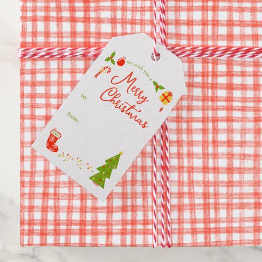Gingham Hand-Drawn Modern Cute Red White Preppy Geschenkpapier Set