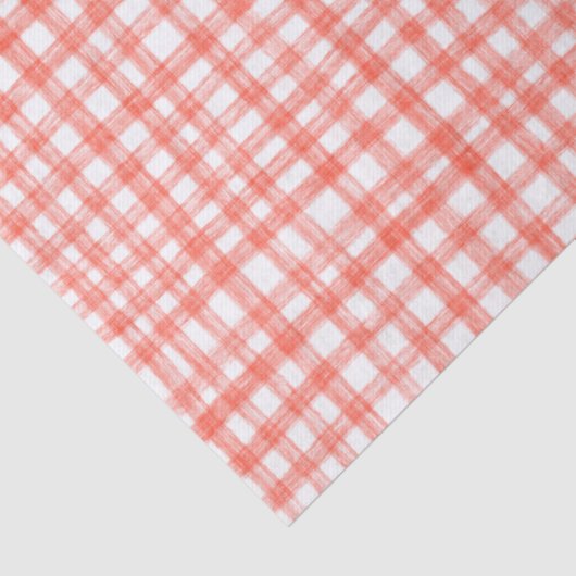 Gingham Hand-Drawn Modern Cute Red White Preppy Seidenpapier (Detail)