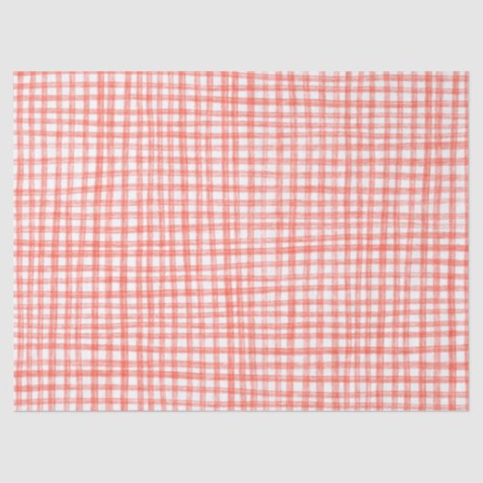 Gingham Hand-Drawn Modern Cute Red White Preppy Seidenpapier (Vorderseite)