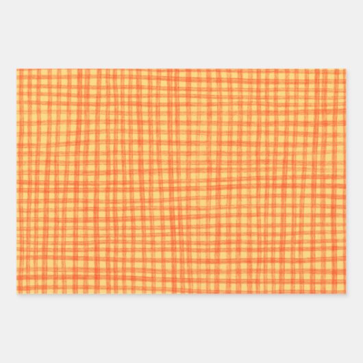 Gingham Hand-Drawn Modern Cute Red Yellow Preppy Geschenkpapier Set (Vorderseite 2)