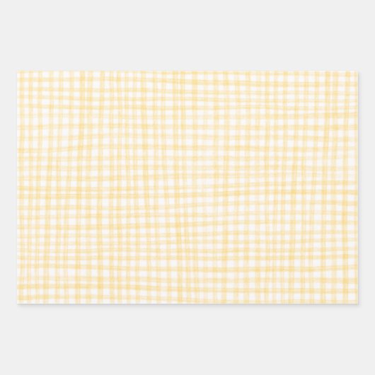 Gingham Hand Gezeichnet Moderne Niedlich-Gelbe Wei Geschenkpapier Set (Vorderseite)
